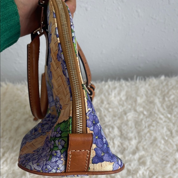 Dooney & Bourke Blue Floral Tan Satchel - Picture 7 of 15